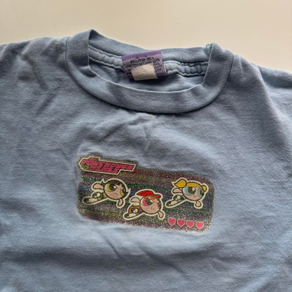 Vintage Cartoon Network Powerpuff Girls 10/12 Baby Blue Tee Shirt
